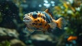 mbu pufferfish swimming in freshwater habitat Royalty Free Stock Photo