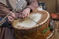 large medieval drum player