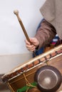 large medieval drum player