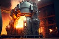 large melting furnaces for metal in large factory in aluminum industry