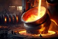 Large melting furnaces for metal in large factory in aluminum industry