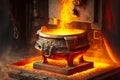 Large melting furnaces for metal in large factory in aluminum industry