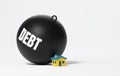 Large metal ball is about to crush house on white background Royalty Free Stock Photo