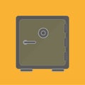 Large Metal bank safe flat style vector illustration isolated on a colored background