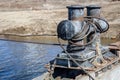 Large metal bollard for mooring ships Royalty Free Stock Photo