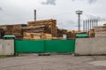 Large metal gates to the woodworking plant