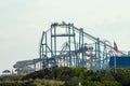 A Large Metal Roller Coaster From Afar