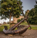 Large metal ship anchor on Conwy quay. North Wales