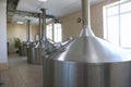 Large metal tanks for brewing beer