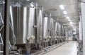 Large metal vats for fermentation of wine factory Royalty Free Stock Photo