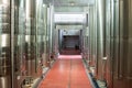 Large metal vats for fermentation of wine factory Royalty Free Stock Photo