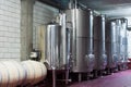 Large metal vats for fermentation of wine factory Royalty Free Stock Photo