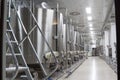 Large metal vats for fermentation of wine factory Royalty Free Stock Photo