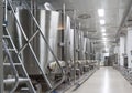 Large metal vats for fermentation of wine factory Royalty Free Stock Photo