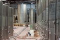 Large metal vats for fermentation of wine factory Royalty Free Stock Photo