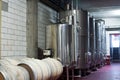 Large metal vats for fermentation of wine factory Royalty Free Stock Photo