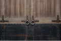 Large metal vintage wood double door with handles Royalty Free Stock Photo