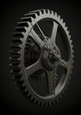A large, metallic gear resembling a clock face dominates the image. The gear features Royalty Free Stock Photo