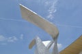 Large metallic wings of the technological statue by Studio Libeskind.