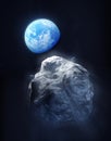 Large Meteor And Planet Earth