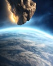 Large meteoroid or asteroid flying toward the Earth, generative ai