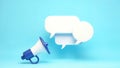 A large microphone is placed in front of three speech bubbles Royalty Free Stock Photo