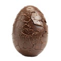 Big real chocolate easter egg cracked and broken on white background Royalty Free Stock Photo