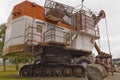 Large mine tracked excavator on display