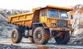 Large mining dump truck in a quarry.