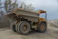 Large mining dump truck. Transport industry. Extraction of stone in an open pit