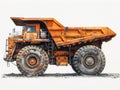 Large mining dump truck on a white background