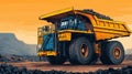 Large Mining Truck Operates in Open Pit Mine for Gold Ore Extraction in a Remote Location During Sunset Hours Royalty Free Stock Photo