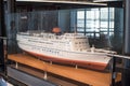 Large model of DFDS Seaways ferry inside a glass display cabinet