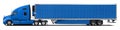 Large modern American truck Kenworth T680 completely blue.