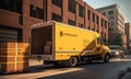 A Large Modern Delivery Truck Loaded with Packages and Boxes, Maximizing Deliveries, Generative AI