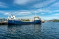 Large modern fishing trawler at port in Kristiansund in Norway