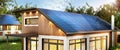 Modern house with solar panels on the roof Royalty Free Stock Photo