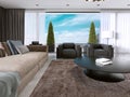 Large modern living room open space in a modern style