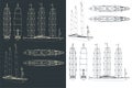 Large modern sailing ship drawings