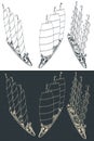 Large modern sailing ship sketches