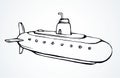 Large modern submarine. Vector drawing