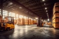 Large modern warehouse with forklift Royalty Free Stock Photo