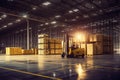 Large modern warehouse with forklift Royalty Free Stock Photo