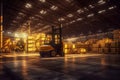 Large modern warehouse with forklift Royalty Free Stock Photo