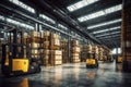 Large modern warehouse with forklift Royalty Free Stock Photo