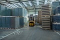 Large modern warehouse with forklifts Royalty Free Stock Photo