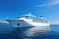 large modern white passenger cruise ship in the blue sea or ocean on a sunny day Royalty Free Stock Photo