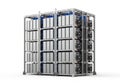Large modular server rack system with multiple interconnected units for data storage and processing Royalty Free Stock Photo