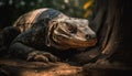 Large monitor lizard crawling on tree branch generated by AI Royalty Free Stock Photo