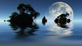 Large moon and islets Royalty Free Stock Photo